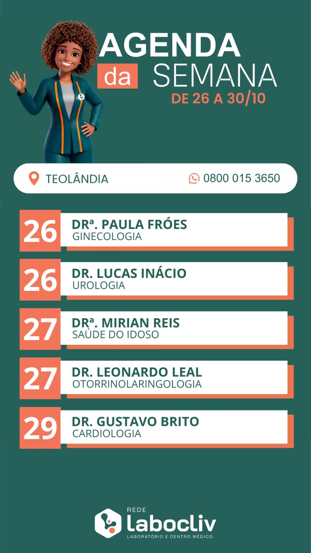 Agenda médica da unidade Teolândia